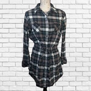 Patagonia Black and White Plaid Dress with Notched Collar